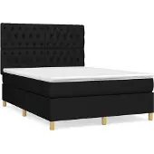 Syfax Cama box spring con colchón tela negro 140x200 cm
