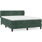 Syfax Cama box spring con colchón terciopelo verde oscuro 140x190 cm