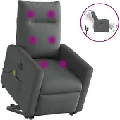 Syfax Sillón de masaje eléctrico reclinable elevable tela gris oscuro