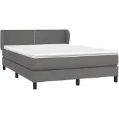 Syfax Cama box spring con colchón cuero sintético gris 140x200 cm