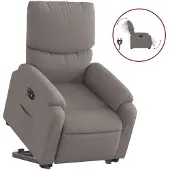 Syfax Sillón eléctrico reclinable elevable de tela gris taupe