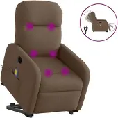 Syfax Sillón de masaje eléctrico reclinable elevable tela marrón