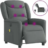Syfax Sillón reclinable de masaje eléctrico tela gris oscuro