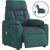 Syfax Sillón reclinable de masaje eléctrico tela verde oscuro