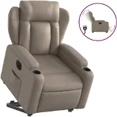 Syfax Sillón elevable eléctrico cuero artificial capuchino