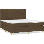 Syfax Cama box spring con colchón tela marrón oscuro 180x200 cm