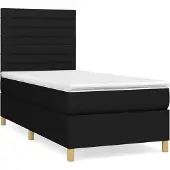 Syfax Cama box spring con colchón tela negro 80x200 cm