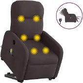 Syfax Sillón masaje eléctrico reclinable elevable tela marrón oscuro