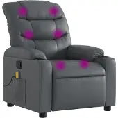 Syfax Sillón reclinable de masaje en piel sintética gris