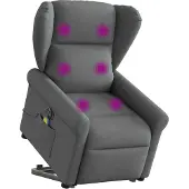 Syfax Sillón de masaje eléctrico reclinable elevable tela gris oscuro