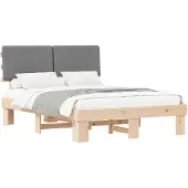 Syfax Estructura de Cama con Cabecera Tapizada Gris Claro