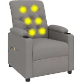 Syfax Sillón de masaje reclinable de tela gris taupé