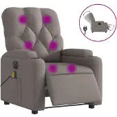 Syfax Sillón reclinable de masaje eléctrico tela gris taupe