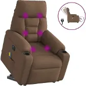 Syfax Sillón de masaje eléctrico reclinable elevable tela marrón