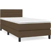 Syfax Cama box spring con colchón tela marrón oscuro 80x200 cm