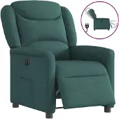 Syfax Sillón reclinable eléctrico tela verde oscuro