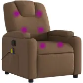 Syfax Sillón reclinable con masaje de tela marrón