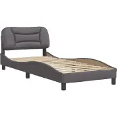 Syfax Estructura de cama sin colchón Hvar cuero sintético gris 80x200 cm