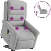 Syfax Sillón de masaje eléctrico reclinable elevable tela gris nube