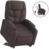 Syfax Sillón reclinable elevable tela marrón oscuro