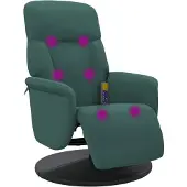 Syfax Sillón reclinable masaje con reposapiés terciopelo verde oscuro