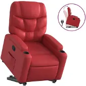 Syfax Sillón reclinable elevable cuero artificial rojo