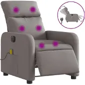 Syfax Sillón reclinable de masaje eléctrico tela gris taupe