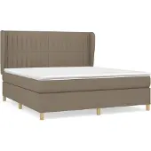 Syfax Cama box spring con colchón tela gris taupe 160x200 cm