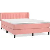 Syfax Cama box spring con colchón terciopelo rosa 140x190 cm