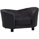 Syfax Sofá para perros felpa y cuero sintético negro 69x49x40 cm
