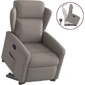 Syfax Sillón reclinable elevable tela gris taupe
