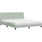 Syfax Cama con colchón terciopelo gris claro 180x200 cm