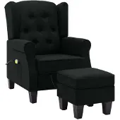 Syfax Sillón de masaje con reposapiés tela negro