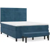 Syfax Cama box spring con colchón terciopelo azul oscuro 140x200 cm