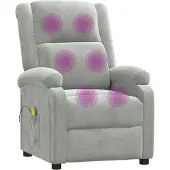 Syfax Sillón de masaje de terciopelo gris claro