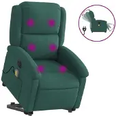 Syfax Sillón masaje reclinable elevable terciopelo verde oscuro