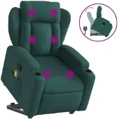 Syfax Silla de masaje reclinable de pie de tela verde oscura