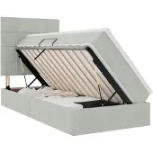 Syfax Cama con almacenamiento y colchón Gris Claro 100 x 200 cm