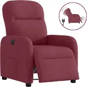 Syfax Sillón reclinable eléctrico tela rojo tinto