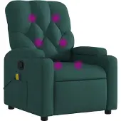 Syfax Sillón reclinable de masaje con tela verde oscuro