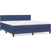 Syfax Cama box spring con colchón tela azul 160x200 cm