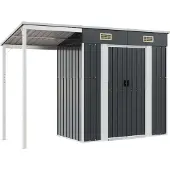Syfax Cobertizo jardín tejado largo acero antracita 277x107x181 cm