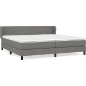 Syfax Cama box spring con colchón tela gris oscuro 200x200 cm