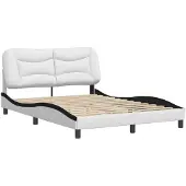 Syfax Estructura de cama sin colchón Hvar cuero sintético blanco y negro