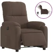 Syfax Sillón reclinable eléctrico tela de microfibra marrón