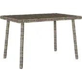 Syfax Mesa centro jardín rectangular gris 60x40x37 cm ratán sintético