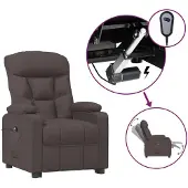 Syfax Sillón reclinable eléctrico tela marrón oscuro