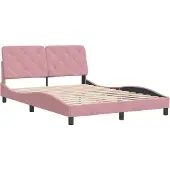Syfax Estructura de cama sin colchón terciopelo rosa 140x190 cm
