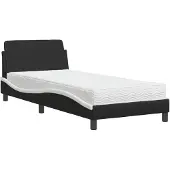 Syfax Cama con colchón Dover cuero sintético negro y blanco 90x190 cm