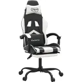 Syfax Silla gaming giratoria reposapiés cuero sintético negro blanco